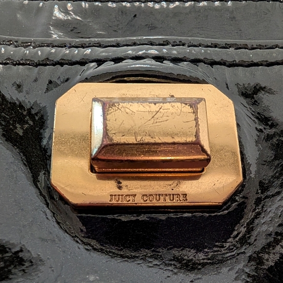 Juicy Coulture Small Black Wristlet Patent Leather With Gold Hardware - Picture 2 of 7